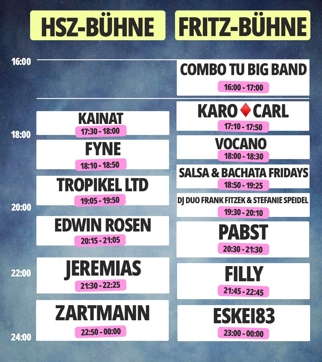 Timetable TUD Campus Festival Dresden 2025